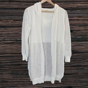 Mystree Cream Open Front Cardigan Sweater